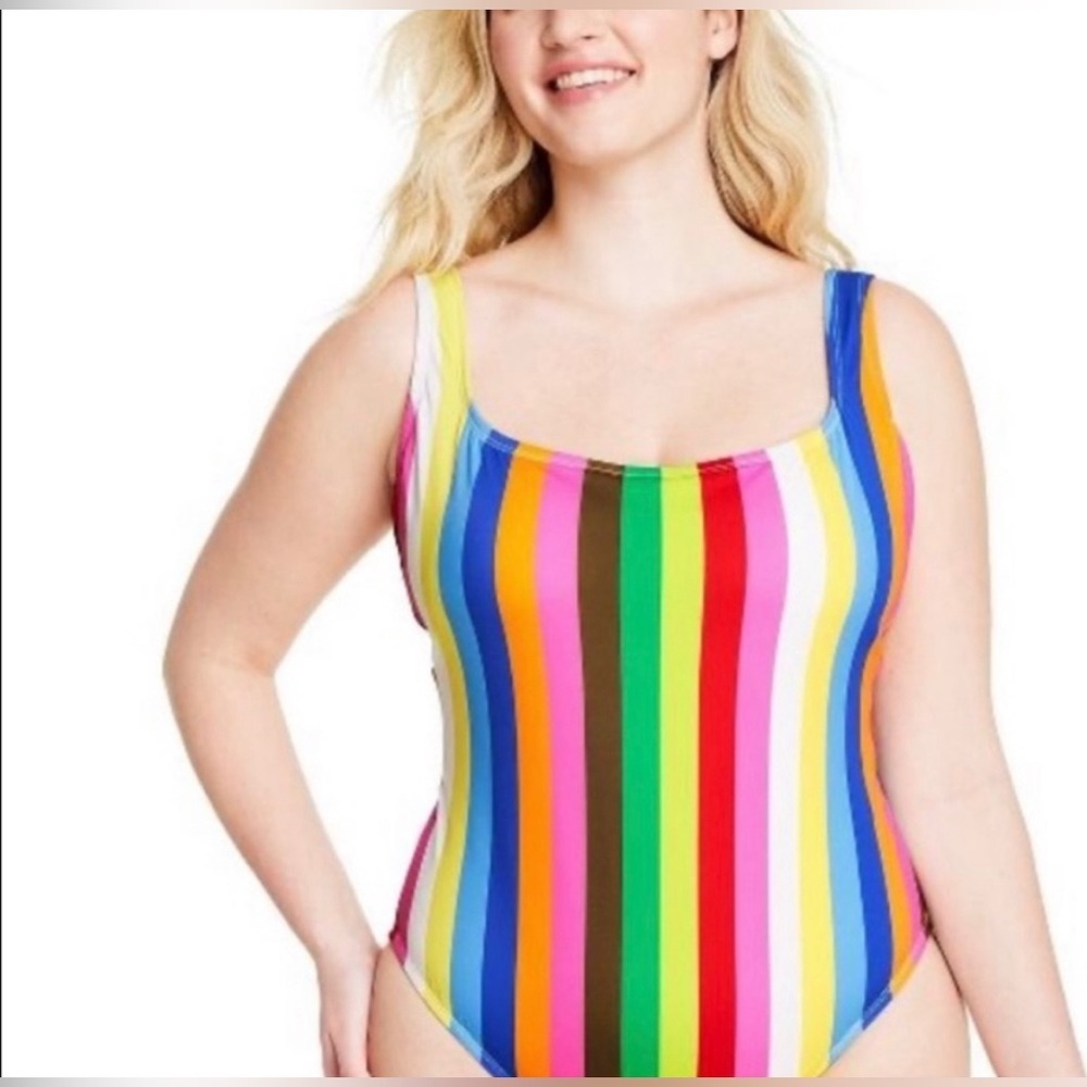 Vibrant Multicolor Striped One Piece Swimsuit
